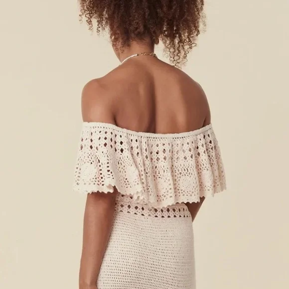 NWT SPELL Crochet Off-Shoulder Top - Picture 2 of 4
